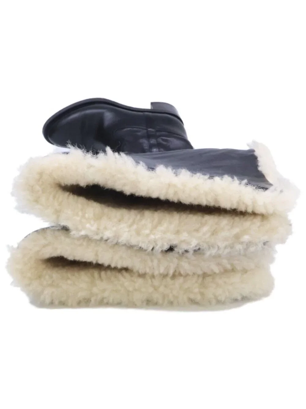Celine Black Shearling Leather Fleece Lining Long Boots